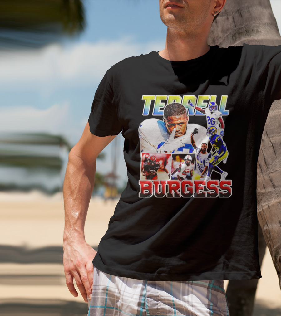 Terrell Burgess Los Angeles Rams Football Collage T-Shirt