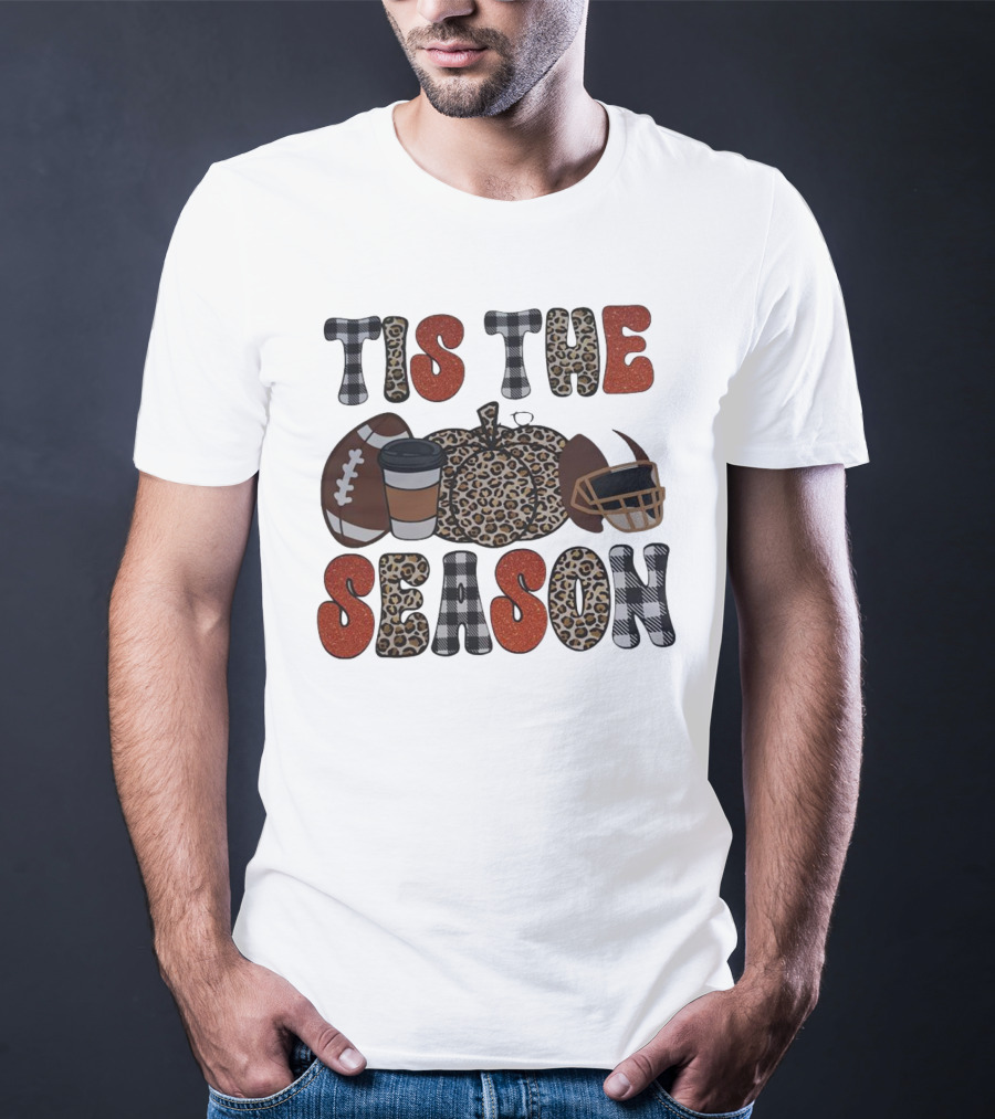 Tis The Season Football Pumpkin Coffee Helmet T-Shirt