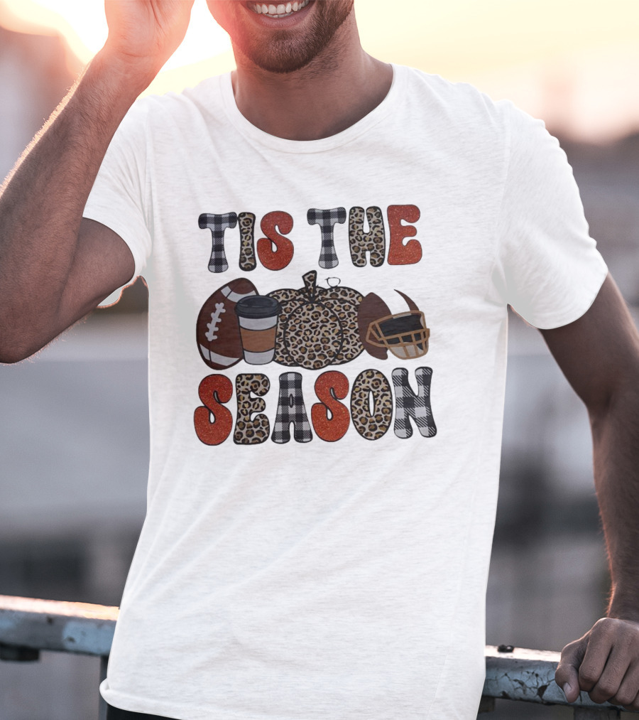 Tis The Season Football Pumpkin Coffee Helmet T-Shirt