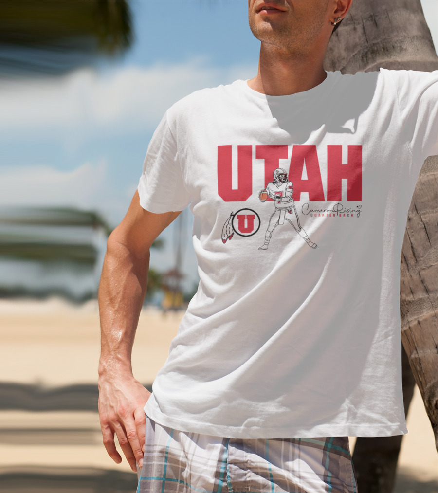 Utah Utes #7 Cameron Rising Quarterback Caricature T-Shirt