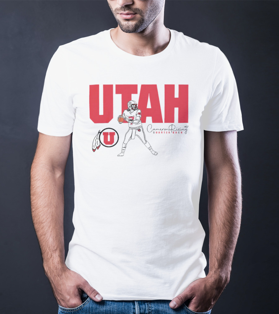 Utah Utes #7 Cameron Rising Quarterback Caricature T-Shirt