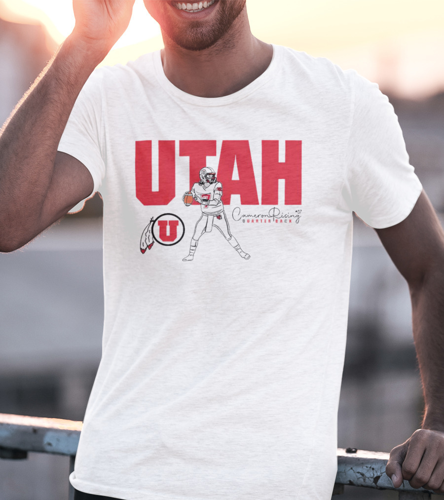 Utah Utes #7 Cameron Rising Quarterback Caricature T-Shirt