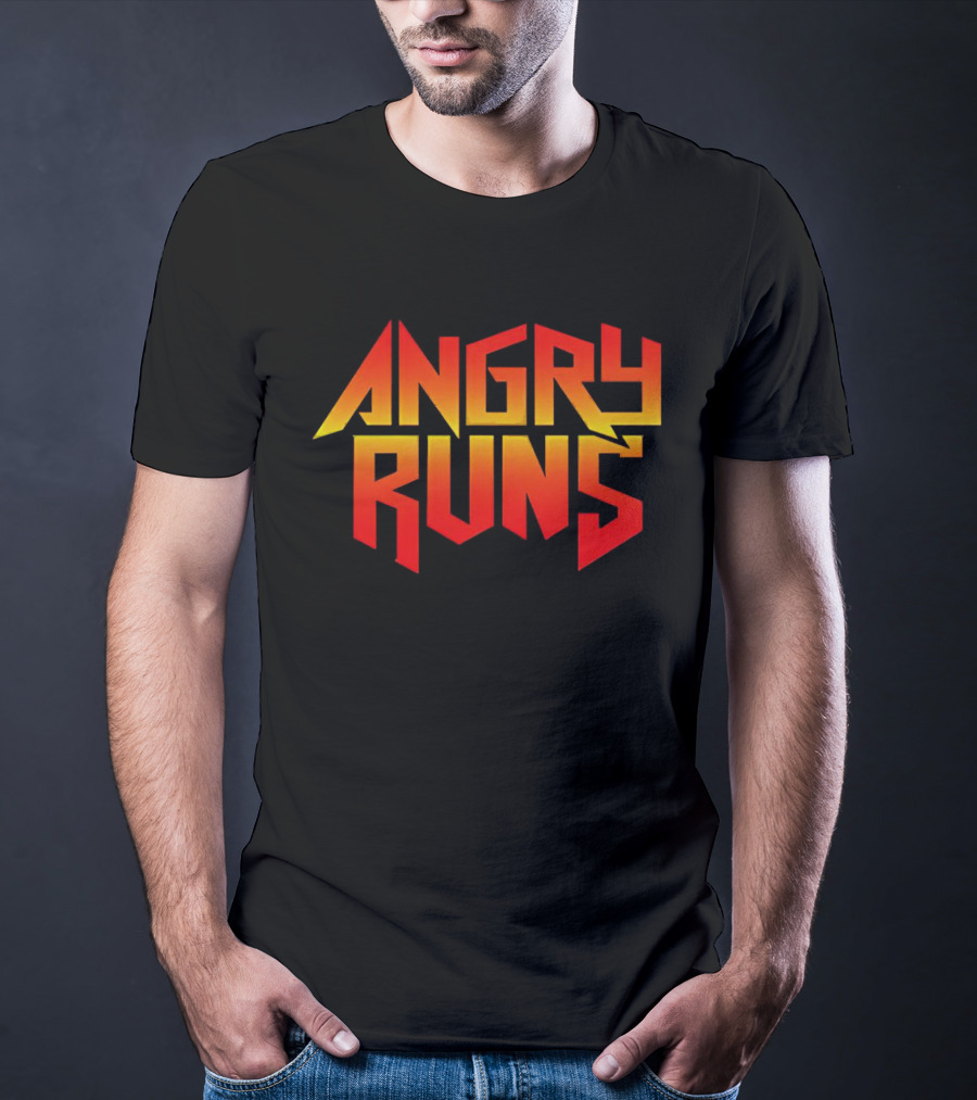 Angry Runs Bold Gradient Logo In Retro Gaming T-Shirt