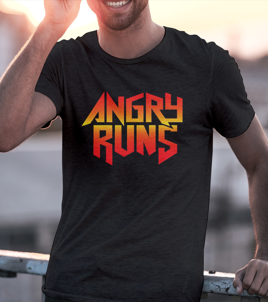 Angry Runs Bold Gradient Logo In Retro Gaming T-Shirt