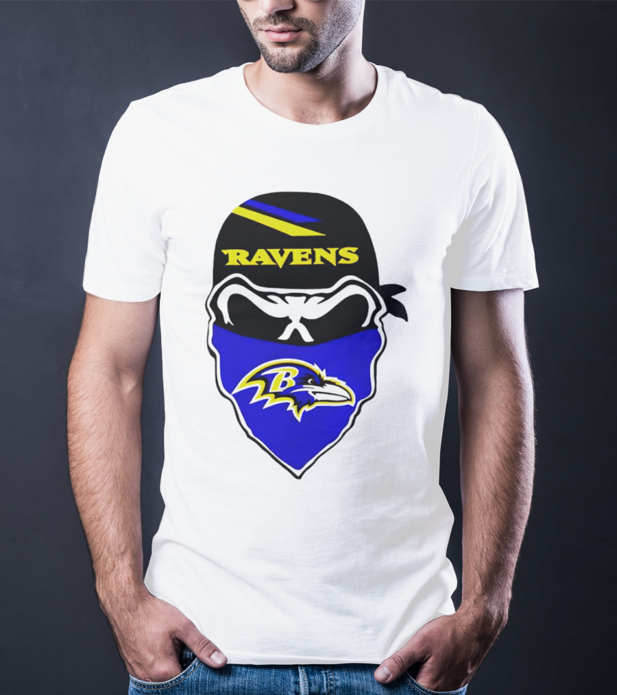Ravens Skull Bandana Logo Baltimore Ravens T-Shirt