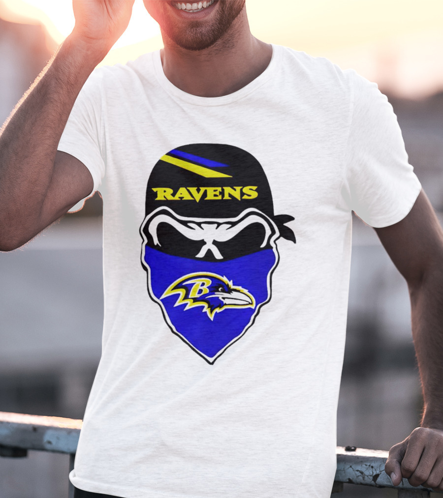 Ravens Skull Bandana Logo Baltimore Ravens T-Shirt