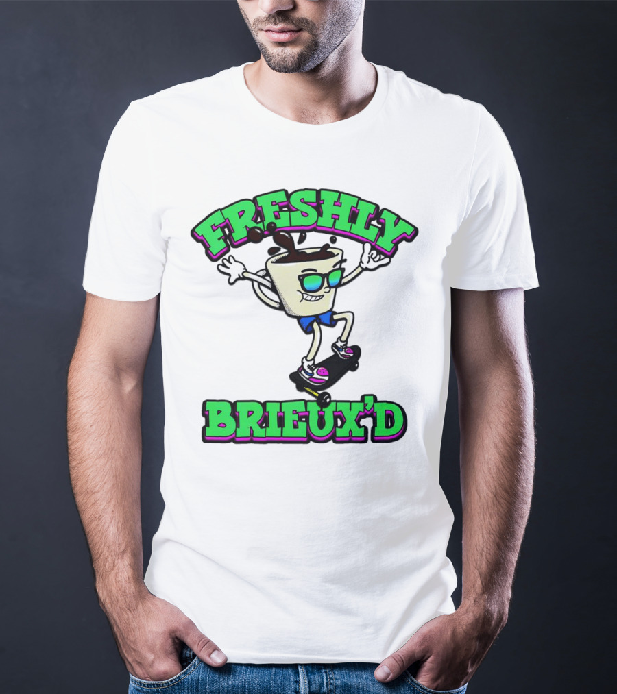Freshly Brieux'd Skateboarding Cup Character T-Shirt