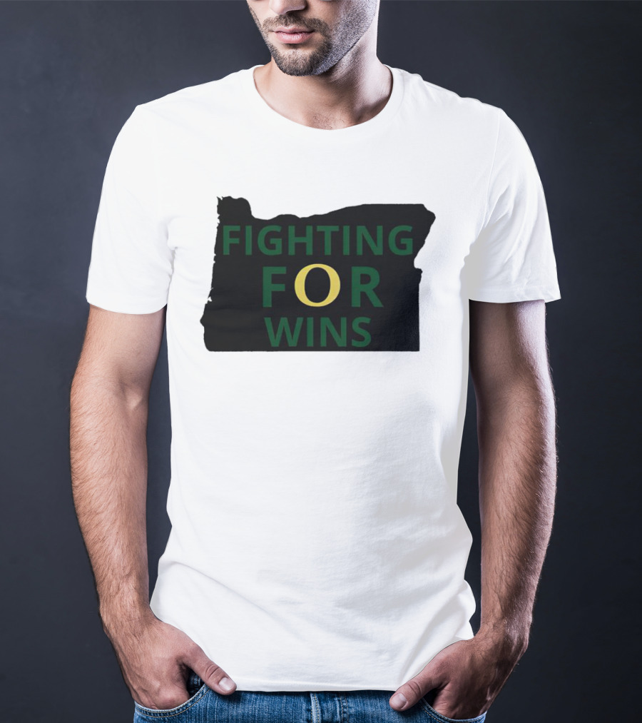 Fighting For Wins Oregon Ducks State Outline T-Shirt