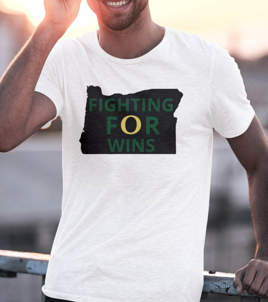 Fighting For Wins Oregon Ducks State Outline T-Shirt