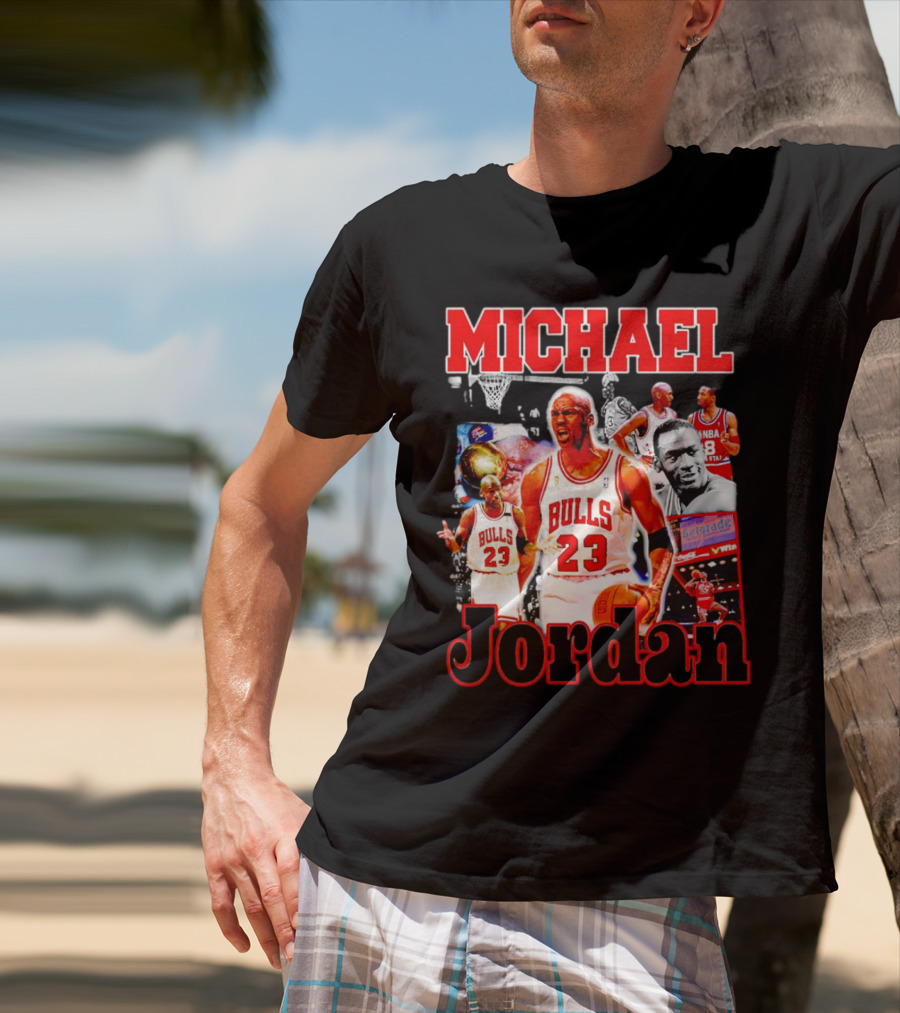 Michael Jordan Bulls 23 Basketball Legend Collage T-Shirt