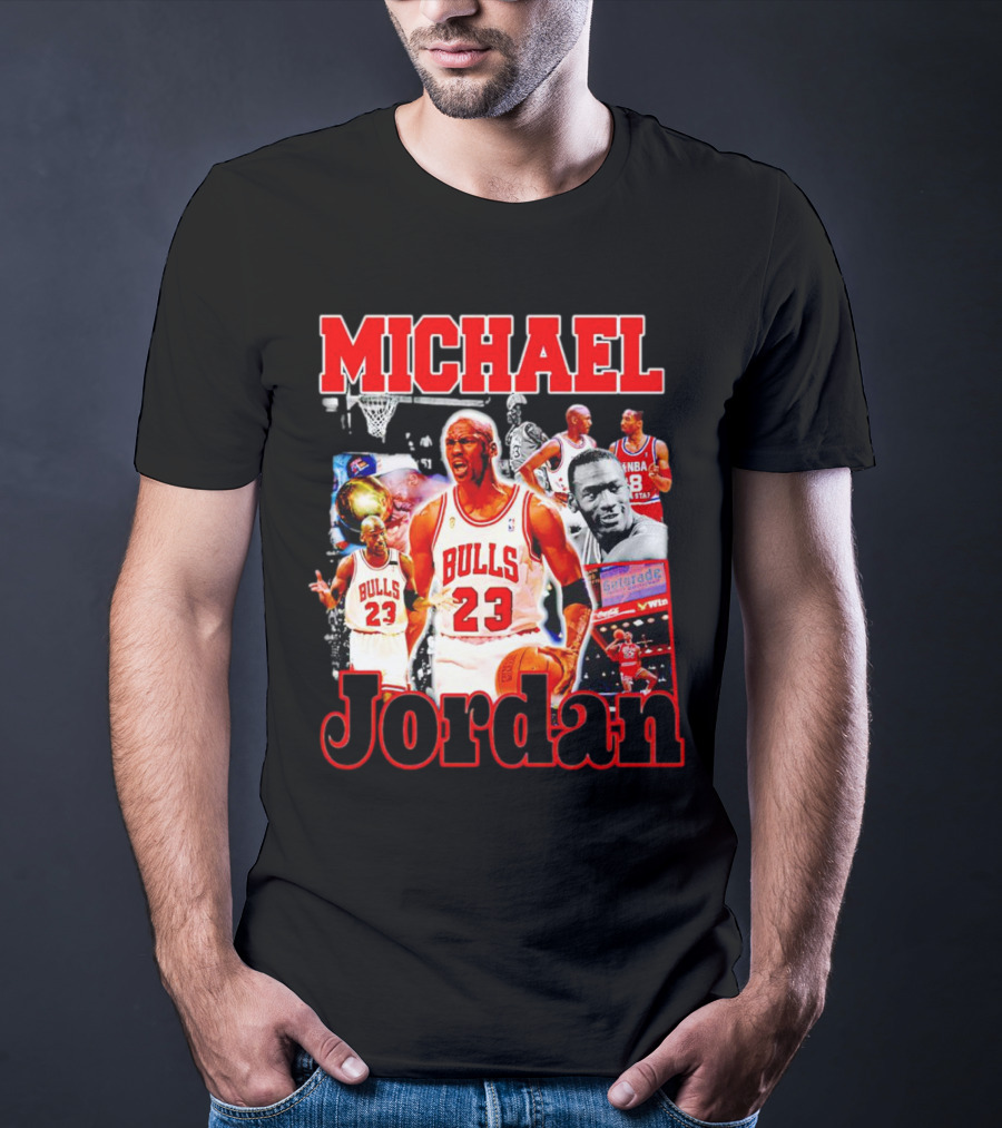 Michael Jordan Bulls 23 Basketball Legend Collage T-Shirt