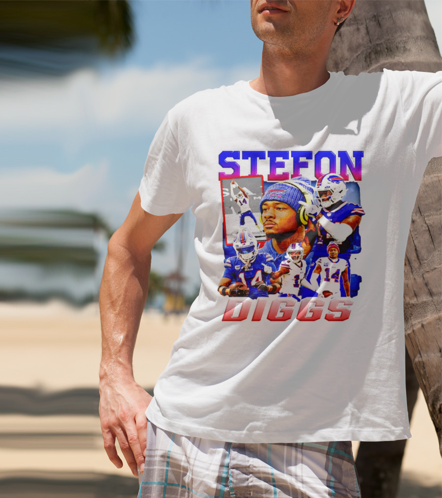 Stefon Diggs Buffalo Bills Football NFL Player Collage In Action T-Shirt