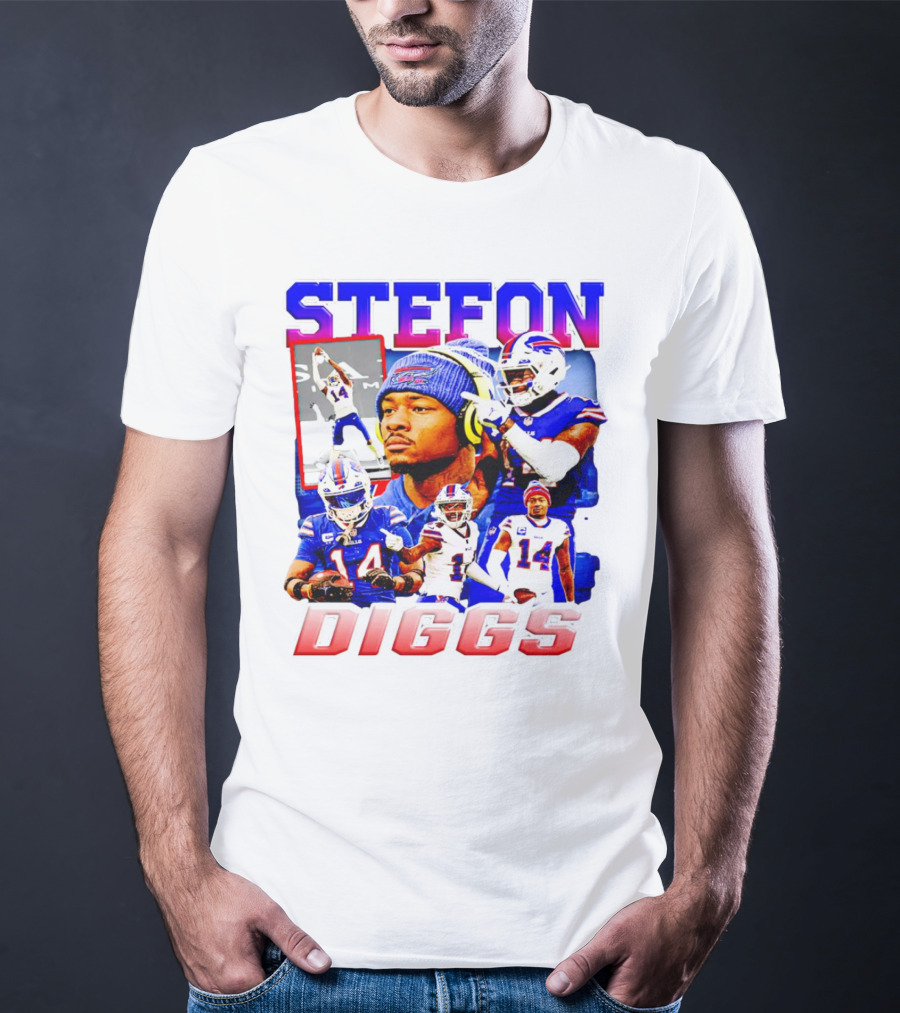 Stefon Diggs Buffalo Bills Football NFL Player Collage In Action T-Shirt