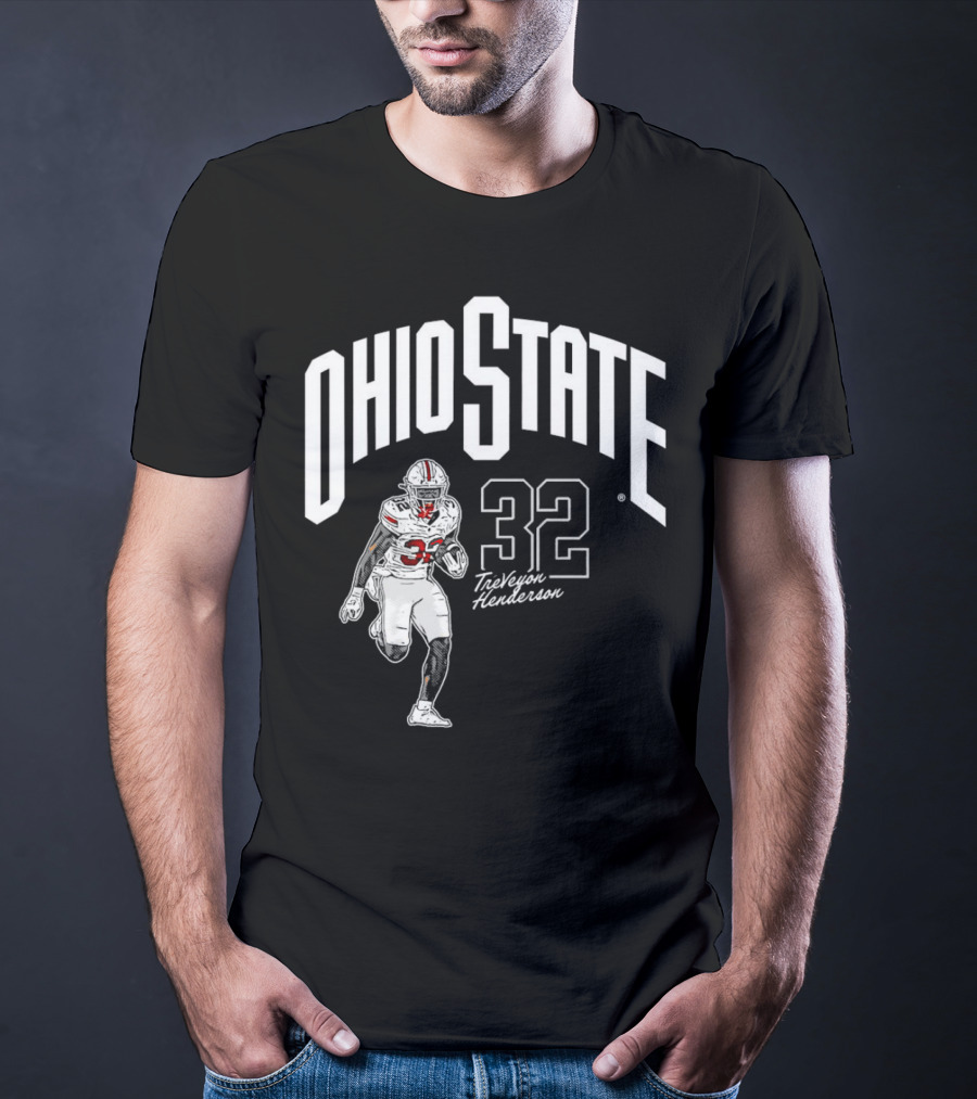Ohio State Buckeyes Treveyon Henderson 32 Cartoon Player T-Shirt