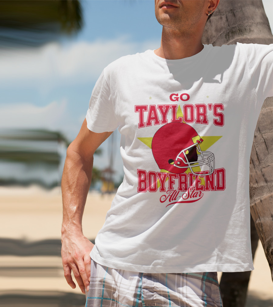 Go Taylor's Boyfriend All-Star Red Helmet Kansas City Chiefs T-Shirt