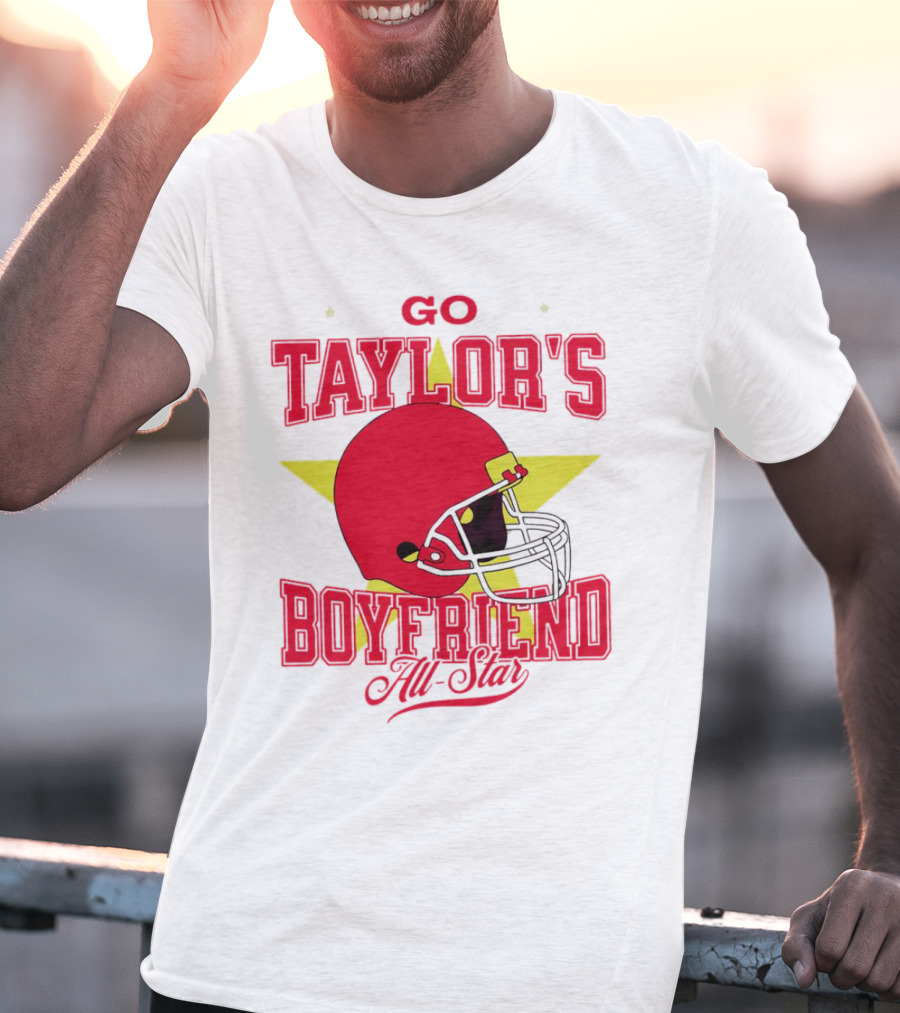 Go Taylor's Boyfriend All-Star Red Helmet Kansas City Chiefs T-Shirt