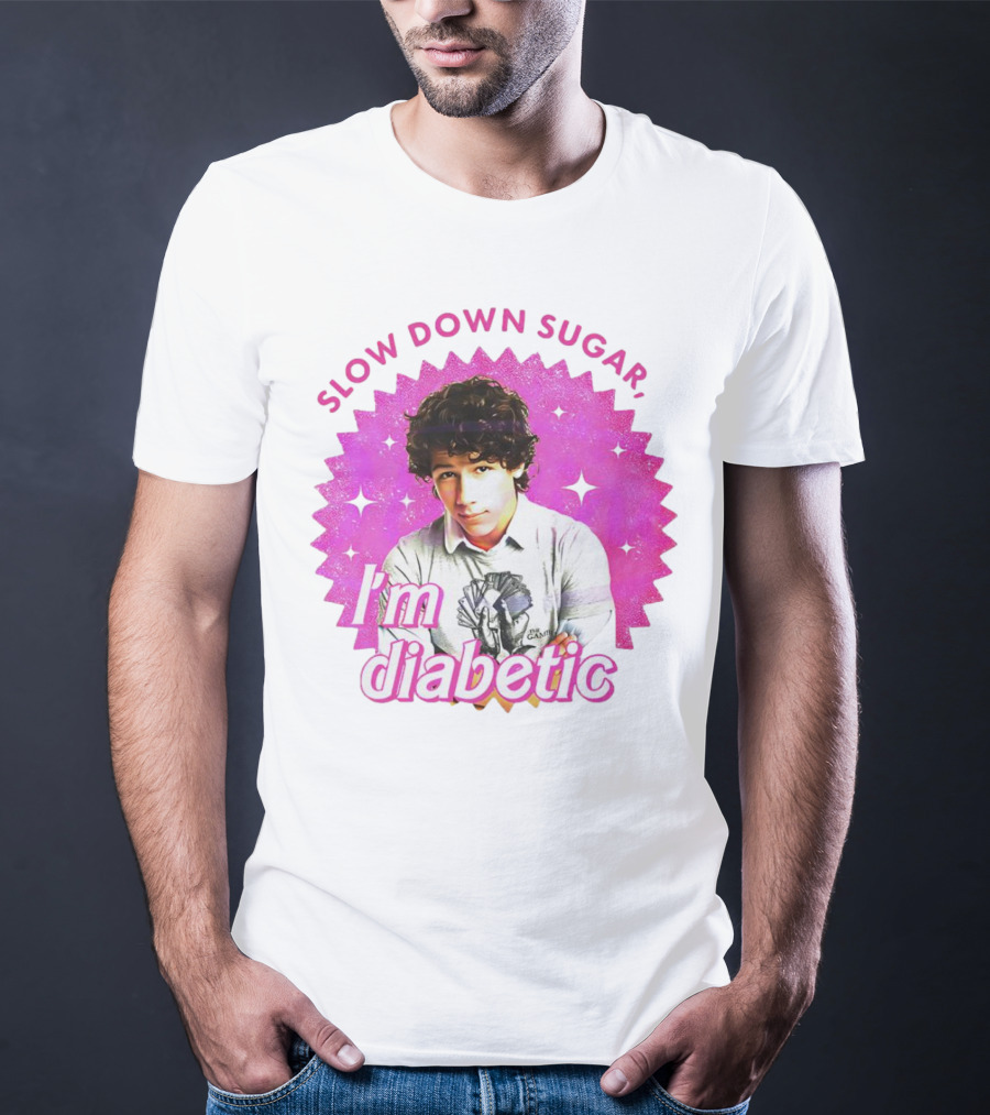 Nick Jonas Slow Down Sugar I'm Diabetic Pink Starburst T-Shirt