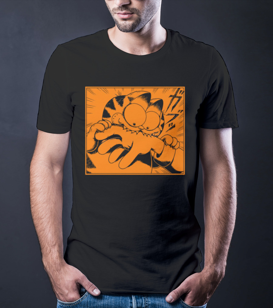 Garfield Manga Style Bite Hand Comic Panel T-Shirt