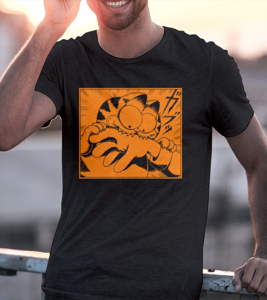 Garfield Manga Style Bite Hand Comic Panel T-Shirt