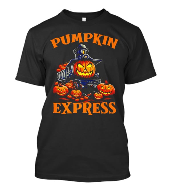 PUMPKIN EXPRESS Halloween Train With Jack-o'-Lantern Faces T-Shirt