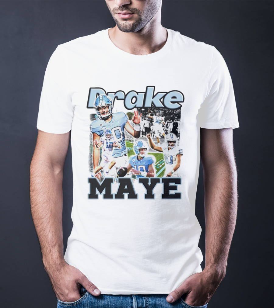 Drake Maye North Carolina Tar Heels Football Quarterback Action Collage T-Shirt
