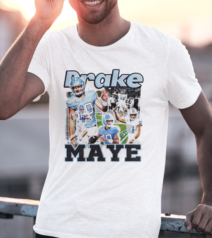 Drake Maye North Carolina Tar Heels Football Quarterback Action Collage T-Shirt