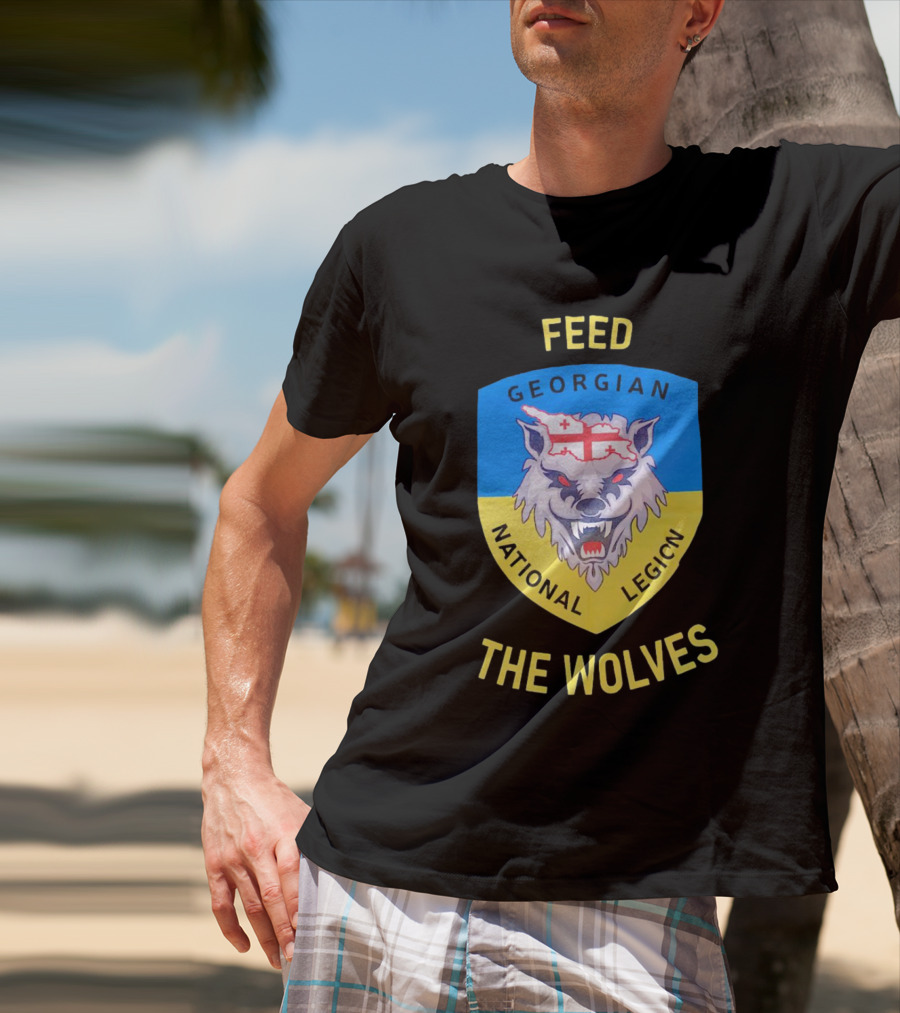 Feed The Wolves Georgian National Legion Wolf Badge With Flag Elements T-Shirt
