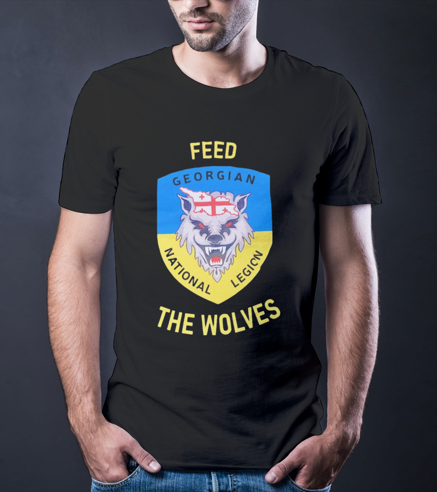 Feed The Wolves Georgian National Legion Wolf Badge With Flag Elements T-Shirt