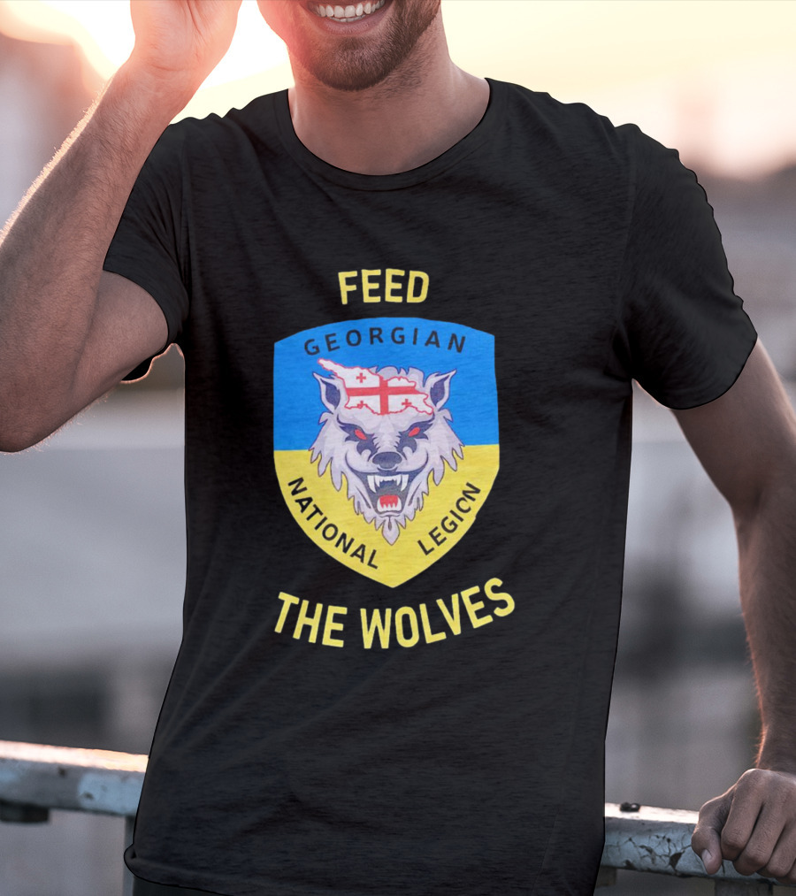 Feed The Wolves Georgian National Legion Wolf Badge With Flag Elements T-Shirt