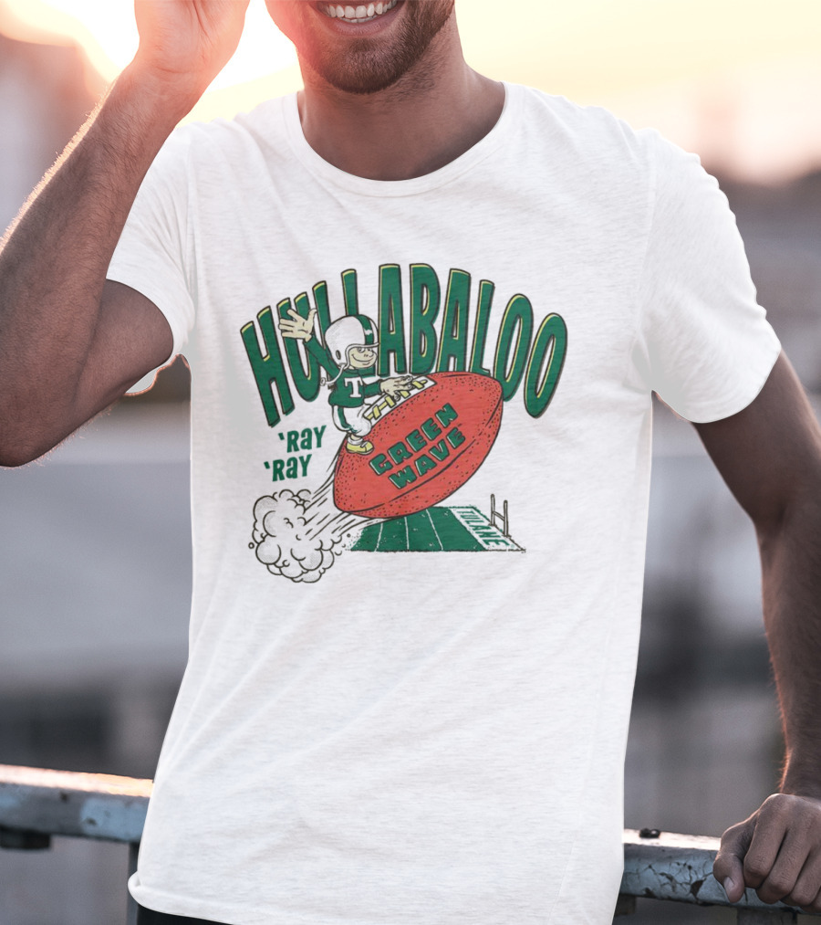 Hullabaloo Ray Ray Tulane Green Wave Football Player Riding Ball T-Shirt