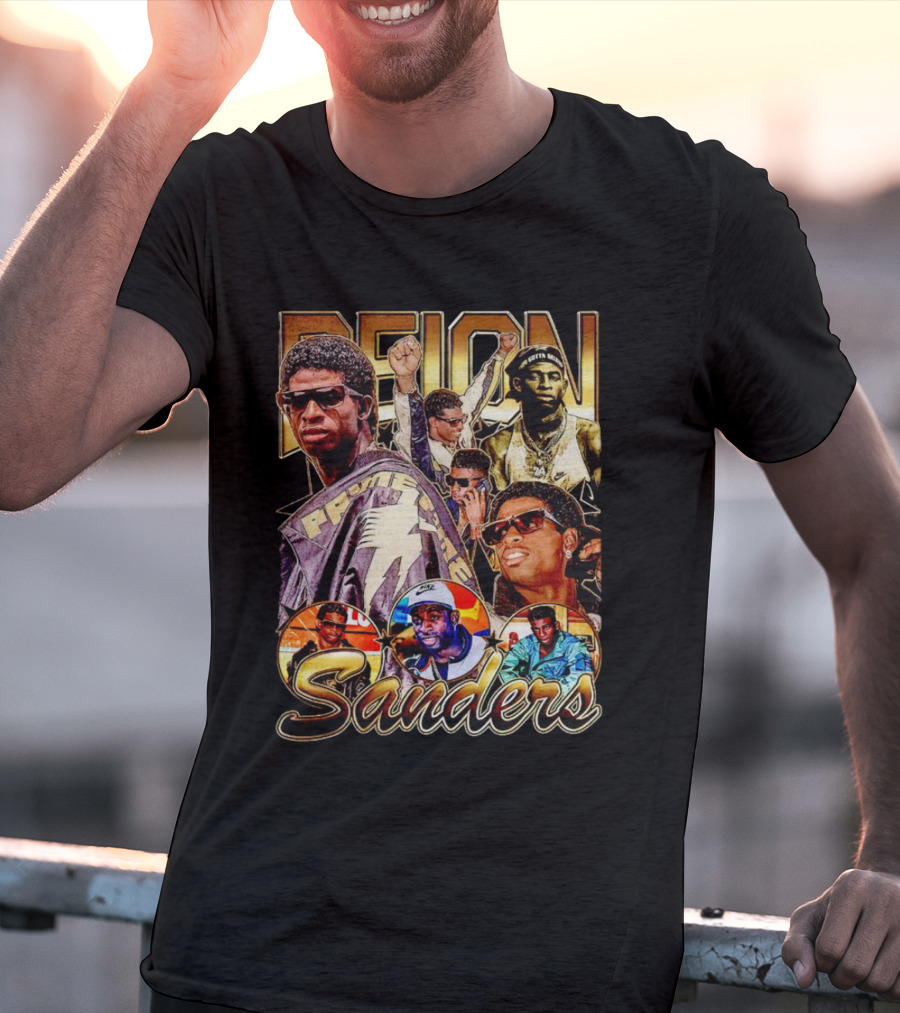 Deion Sanders Prime Time Vintage Collage With Multiple Portraits T-Shirt