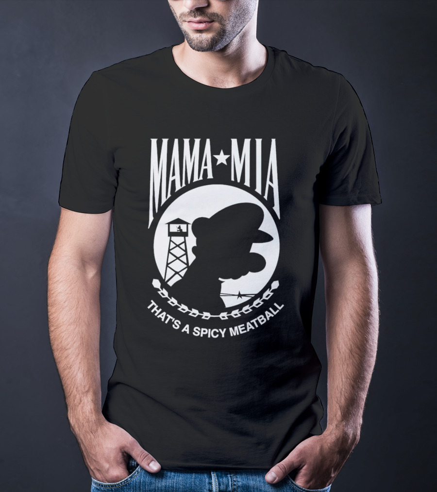 MAMA MIA THAT'S A SPICY MEATBALL Mario Silhouette Prison Tower T-Shirt