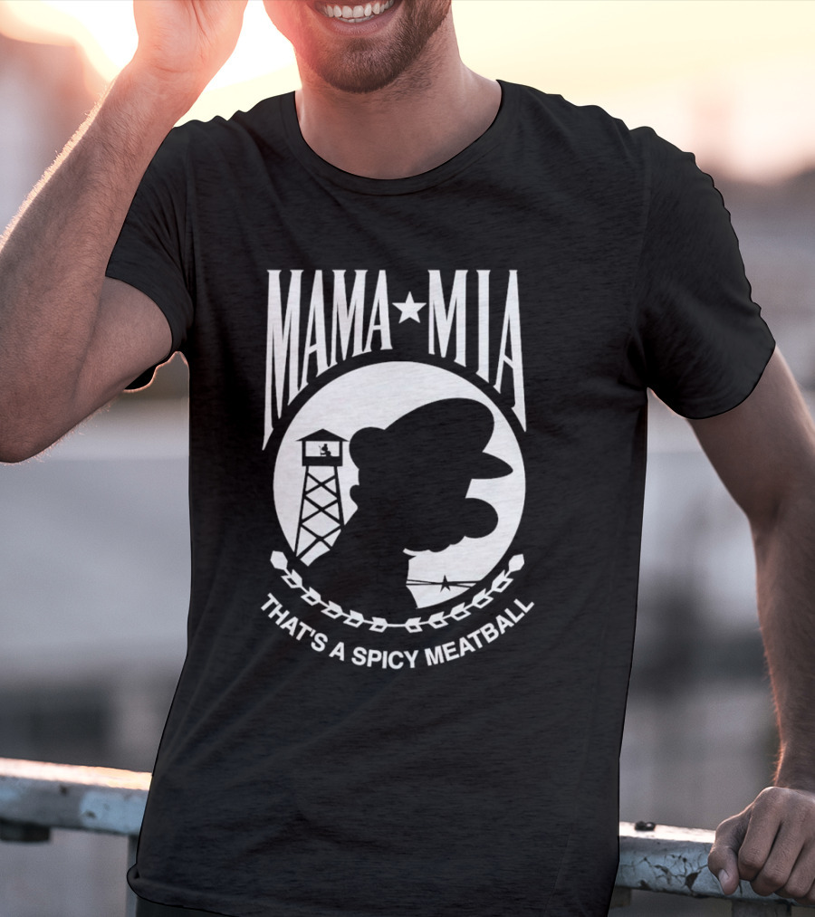 MAMA MIA THAT'S A SPICY MEATBALL Mario Silhouette Prison Tower T-Shirt