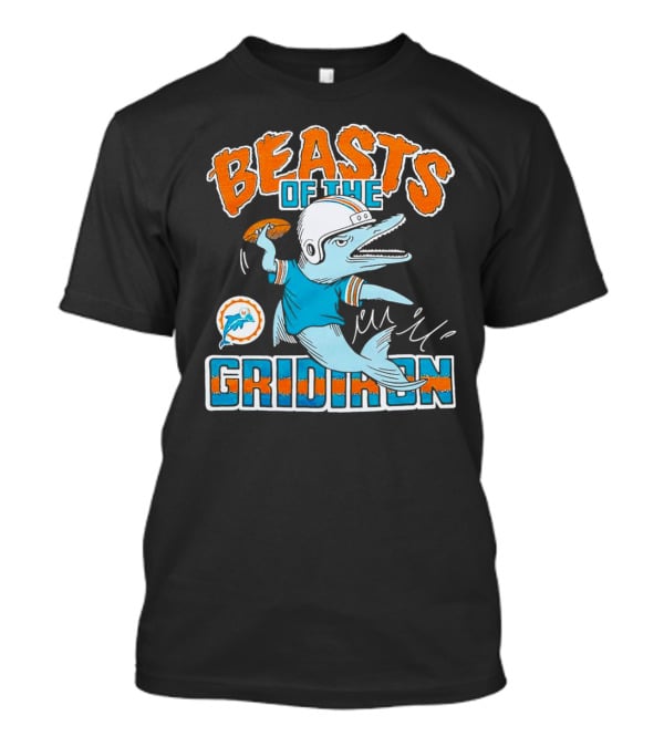 Miami Dolphins Beasts Of The Gridiron Football Dolphin Throwing Pass T-Shirt