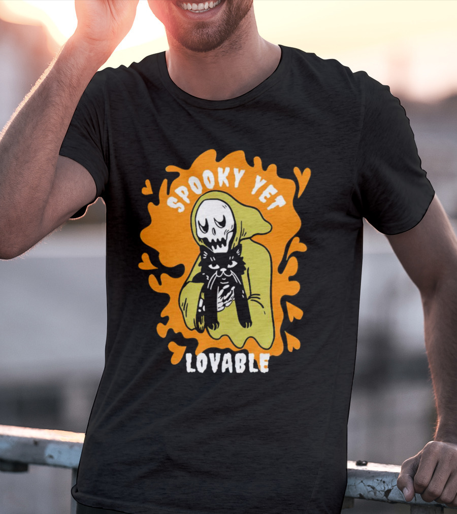 Spooky Yet Lovable Ghost And Cat T-Shirt