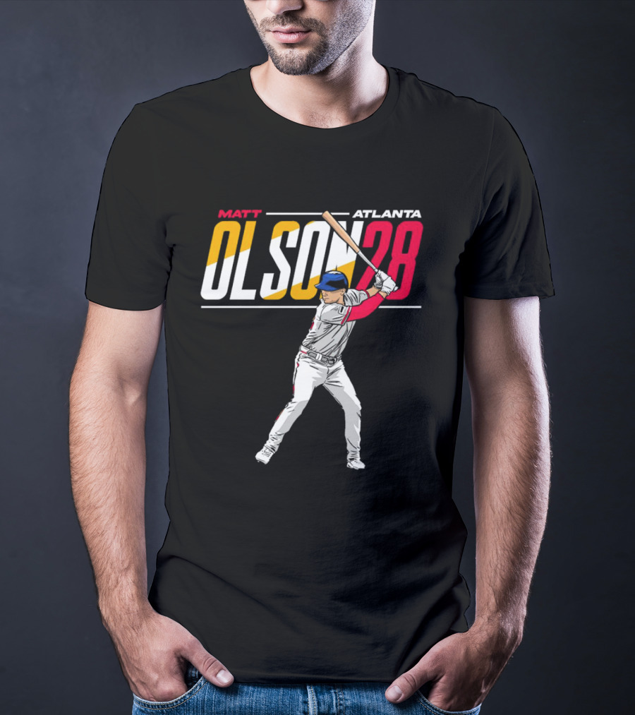 MATT OLSON ATLANTA OLSON 28 CARTOON VINTAGE BASEBALL BATTER T-Shirt