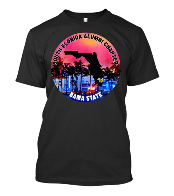 South Florida Alumni Chapter Bama State Florida Map And Palm Trees T-Shirt