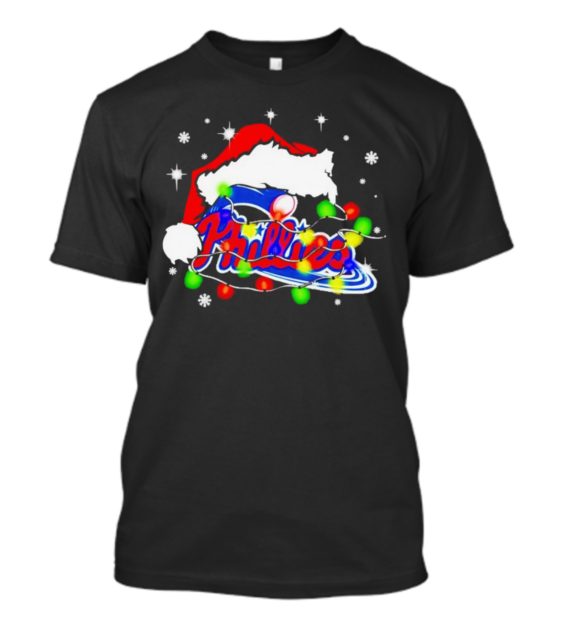 Santa Hat Philadelphia Phillies Christmas Lights T-Shirt