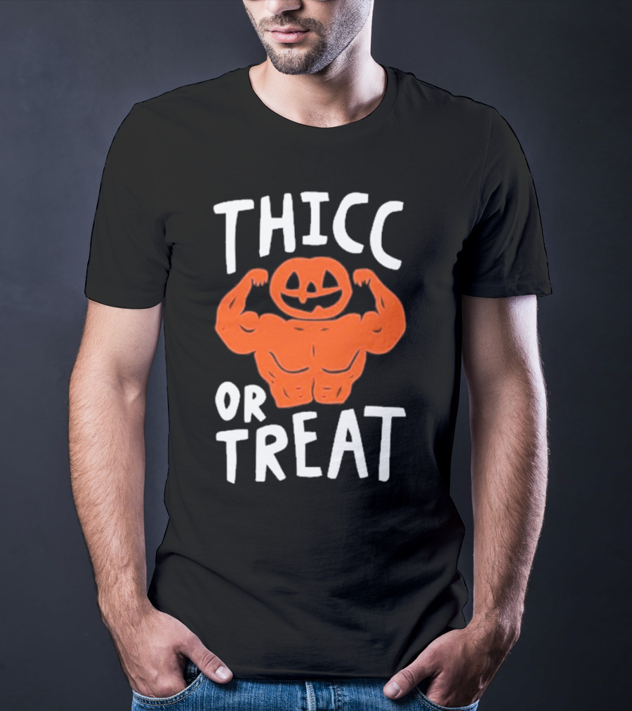 Bri Missbrisolo Thicc Or Treat Halloween Pumpkin Jack-O'-Lantern Bodybuilder T-Shirt