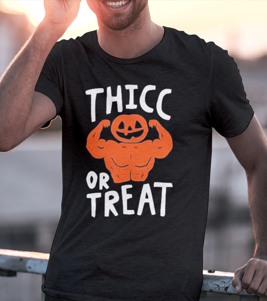 Bri Missbrisolo Thicc Or Treat Halloween Pumpkin Jack-O'-Lantern Bodybuilder T-Shirt