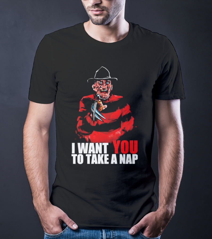 Freddy Krueger I Want You To Take A Nap Iconic Horror Character Visual With Claws T-Shirt