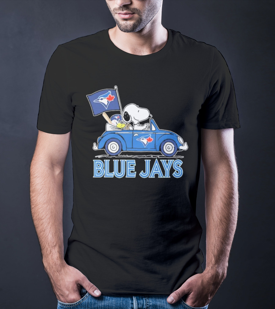 Snoopy Woodstock Toronto Blue Jays Car Blue Jays Flag T-Shirt