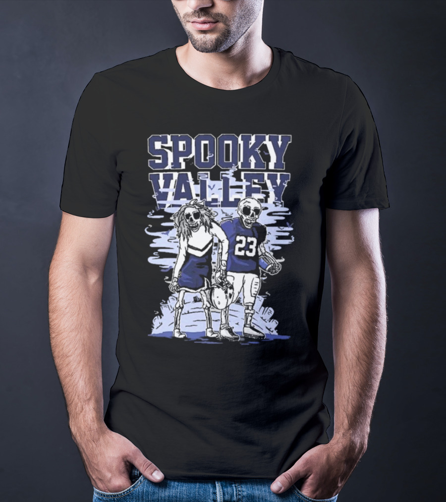 Spooky Valley Penn State Nittany Lions Halloween Skeleton Football Player And Cheerleader T-Shirt