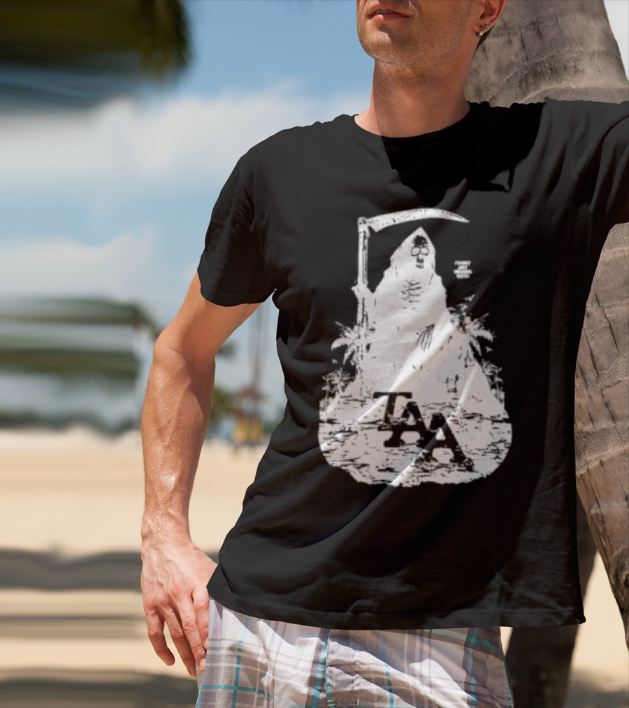 Treading Water TAA Grim Reaper With Scythe And Palm Trees T-Shirt