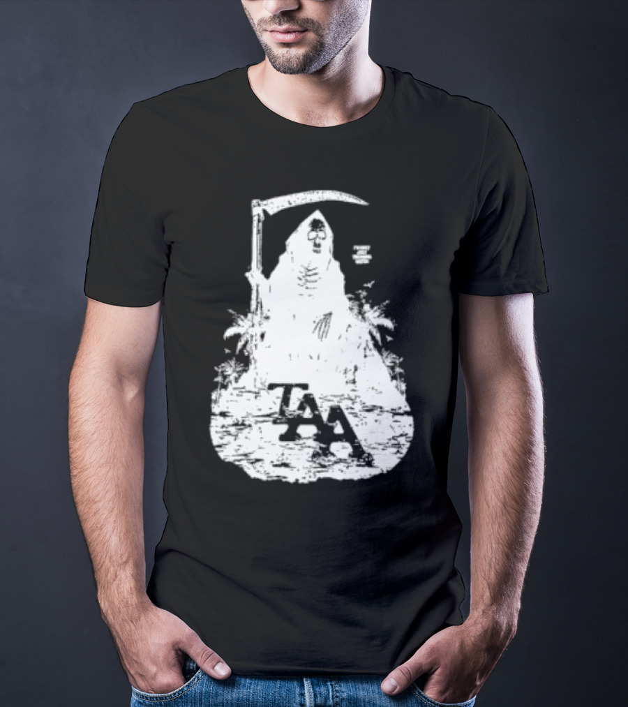 Treading Water TAA Grim Reaper With Scythe And Palm Trees T-Shirt