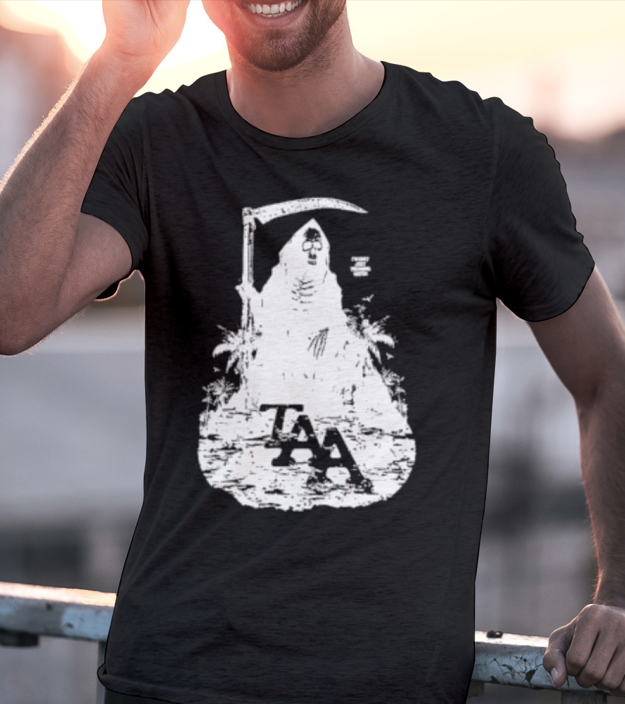 Treading Water TAA Grim Reaper With Scythe And Palm Trees T-Shirt