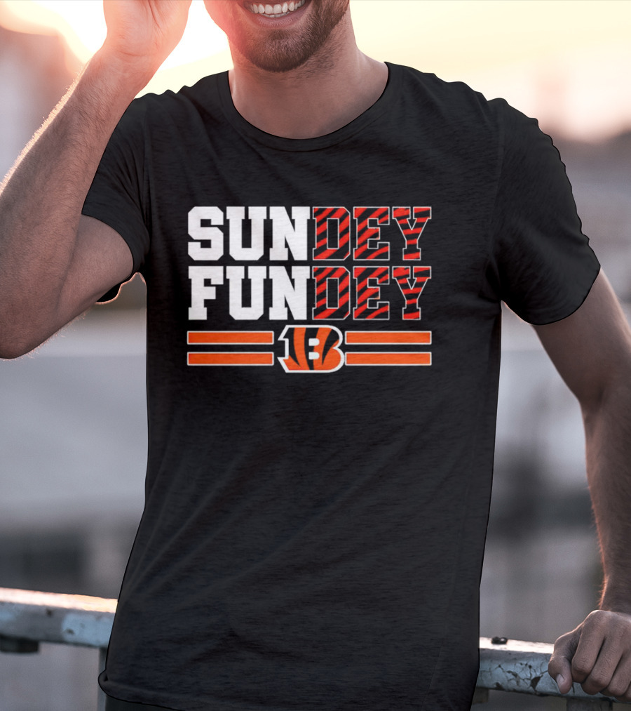 Cincinnati Bengals Sundey Funday B Logo Orange Stripes T-Shirt
