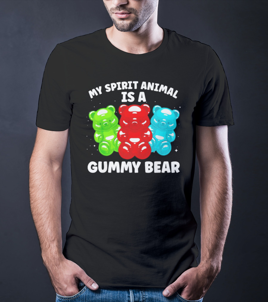 My Spirit Animal Is A Gummy Bear Trio Featuring Red Green And Blue Bears T-Shirt