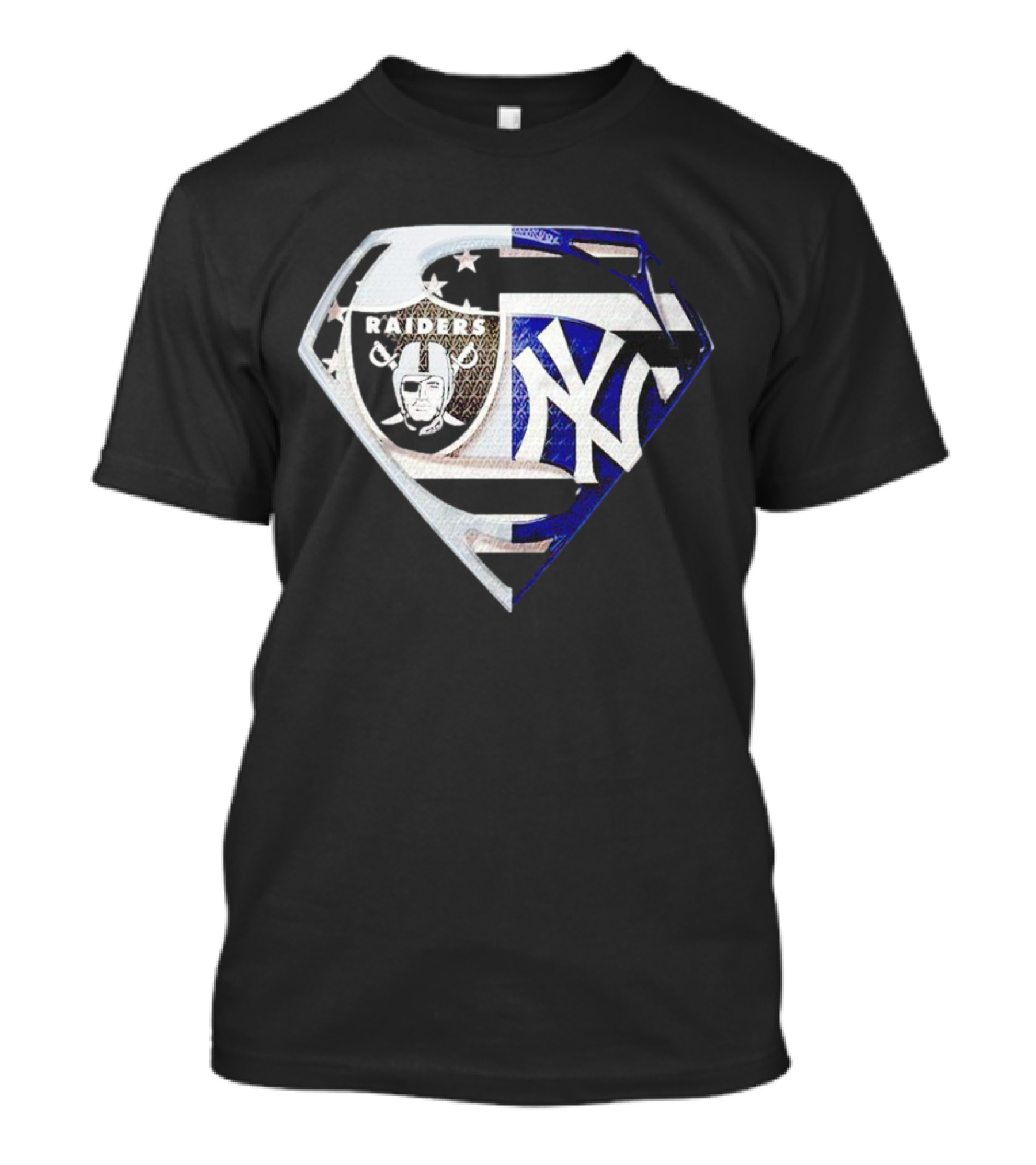 Las Vegas Raiders New York Yankees Superman Shield T-Shirt