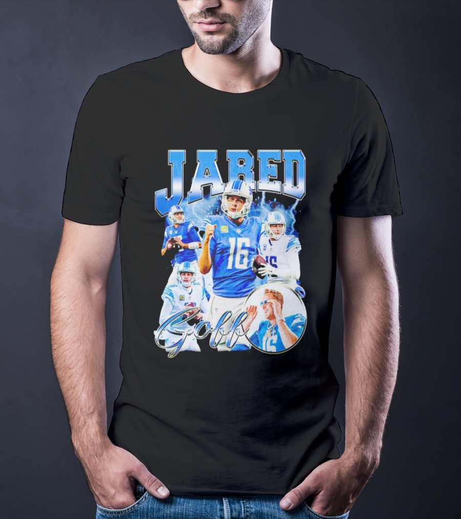 Jared Goff Detroit Lions Quarterback Football Action Montage T-Shirt